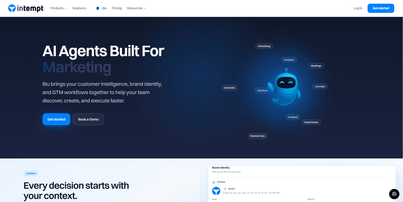 Intempt Blu Super Agent dashboard